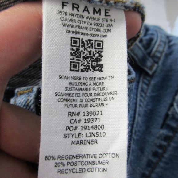 FRAME Le Jane Straight Leg Jeans Women 26 Blue Denim Distressed Casual y2k 606 - Picture 5 of 14